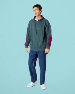 Converse Wordmark Funnel Neck Férfi Sweatshirt Kék | CIHNGKP-HU